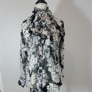 Cabi Ruffle front  Button Down Blouse. Size XS